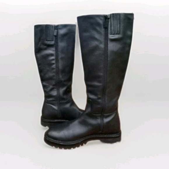 VINCE Collin Water Resistant Black Leather Tall Lug Moto Ride Biker Boot Women 9 - Picture 6 of 12
